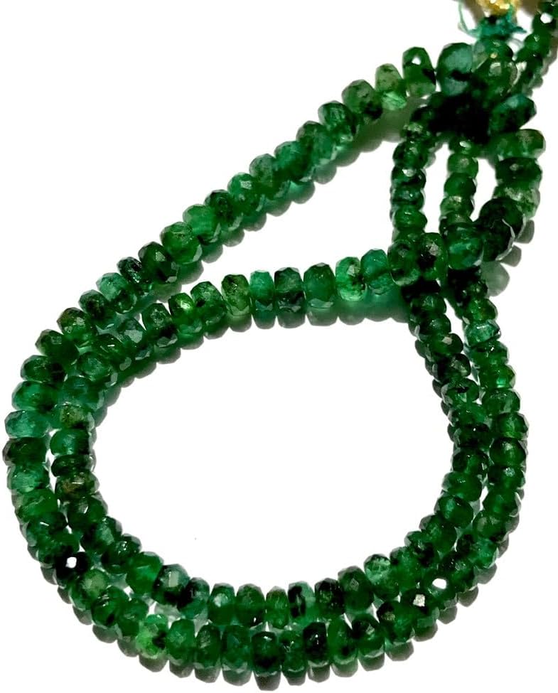 Natural Emerald RONDELLE Faceted Beads 3.5-5 MM 13 inch Long String Jewelry Making Gemstone Beads for Necklace Bracelet