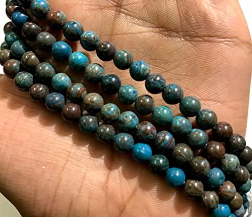 13 inch Strand of Natural gem Chrysocolla, 6mm Round Smooth Beads for DIY Jewelry Making. | Beads_03419, As Per Photo