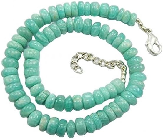 Hand_Crafted Natural Smooth Rondelle Beads 20 Inch Strand, Amazonite Smooth Rondelle Beads Size 8-11 mm YO-NECK- 25265