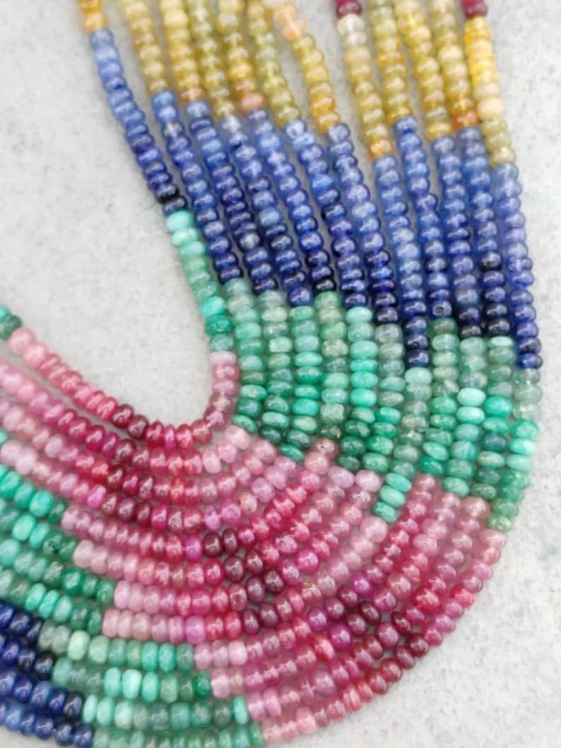Natural Multi Precious roundelle Smooth Beads 5-5.5 mm 16 inch Long String Jewelry Making Gemstone Beads for Necklace Bracelet