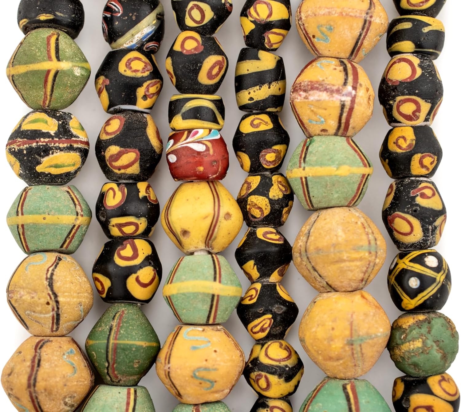 The Bead Chest Fancy Antique Venetian King Beads: Authentic Glass Bicones from West Africa, Multicolor