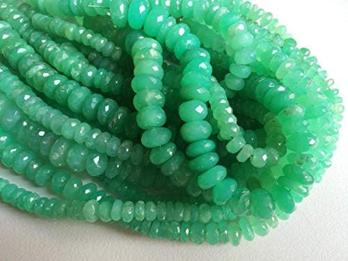 chrysoprase micro faceted rondelle beads, green chrysoprase beads, chrysoprase necklace, chrysophase wholesale 9-15mm, 4.5 inch strand