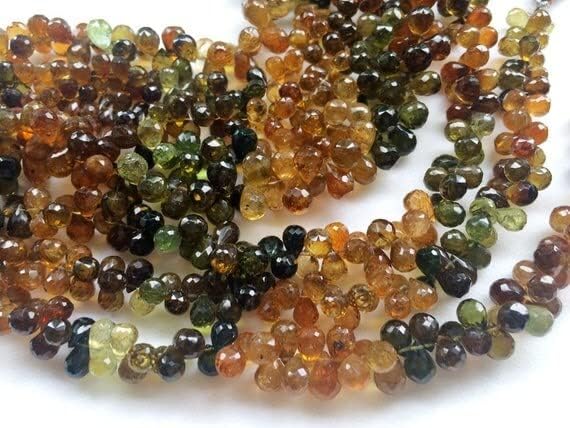 Beads Gemstone 1 Strand Natural Petro Tourmaline Faceted Teardrops, Tourmaline Beads, Petro Tourmaline Necklace, 4x6mm - 5x7mm 8 Inch Long Long Code-HIGH-19353