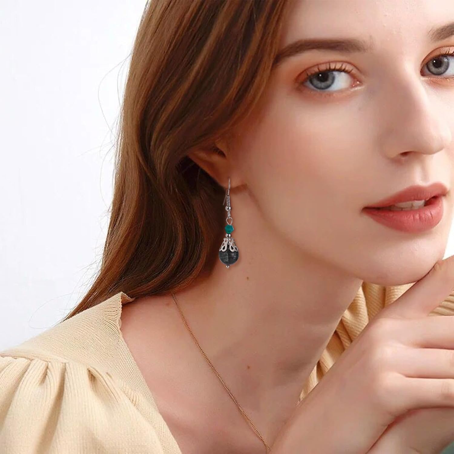 38pcs 10mm Natural Seraphinite Beads Round Quartz Energy Stone Healing Crystal Rocks for DIY Crafts Bracelets Necklaces Earrings Hole: 1mm