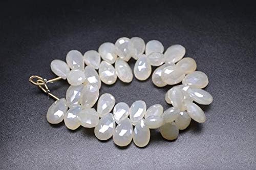 6 Inch Long -12-14mm 39 Beads-Beautiful Pearl Coated-Pearl Chalceny Faceted Pear Shape Briolette Beads Code-HIGH-58786