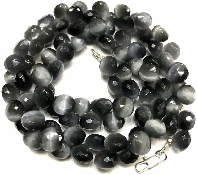 Natural Black CATSEYE Onion Faceted Beads 10mm 16 inch Long String Jewelry Making Gemstone Beads for Necklace Bracelet