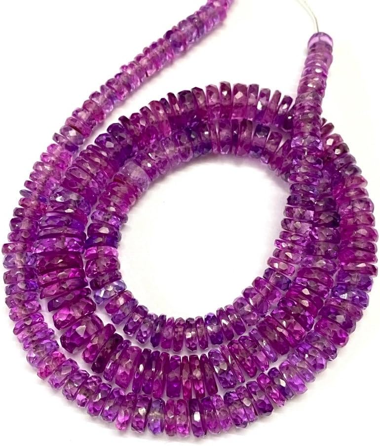 Natural Pinkish~Purple Sapphire tyre facated Beads 5-8 MM 18 inch Long String Jewelry Making Gemstone Beads for Necklace Bracelet