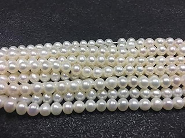 Fresh Water Pearls Plain Round Shape Beads, 5mm Approx, 6 Inches lot of 5 Strands Chik-STRD- 91763