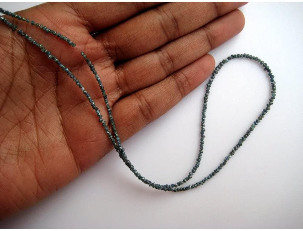 2mm Blue Rough Diamond, Blue Raw Uncut Diamond Beads, Blue Rondelle Diamonds, Blue Loose Diamonds For Jewelry (4IN To 16IN Options), 1-2 MM