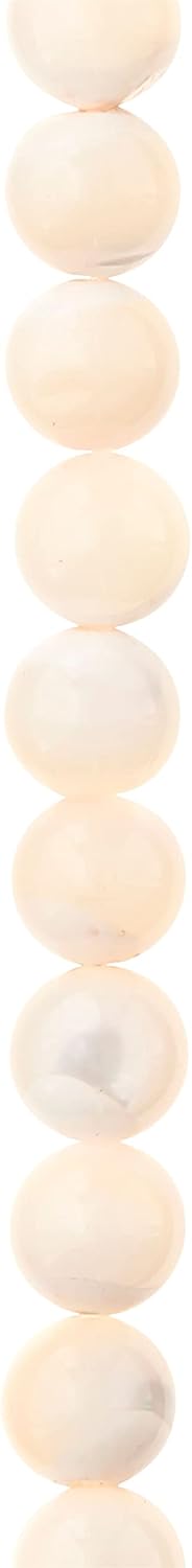 Bead Landing 7mm Light Pink Mother of Pearl Round Beads, 12 Pack