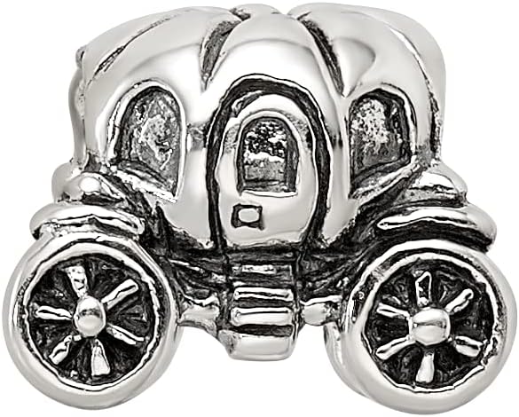 Solid 925 Sterling Silver Reflections Pumpkin Carriage Bead (10mm x 7.3mm)