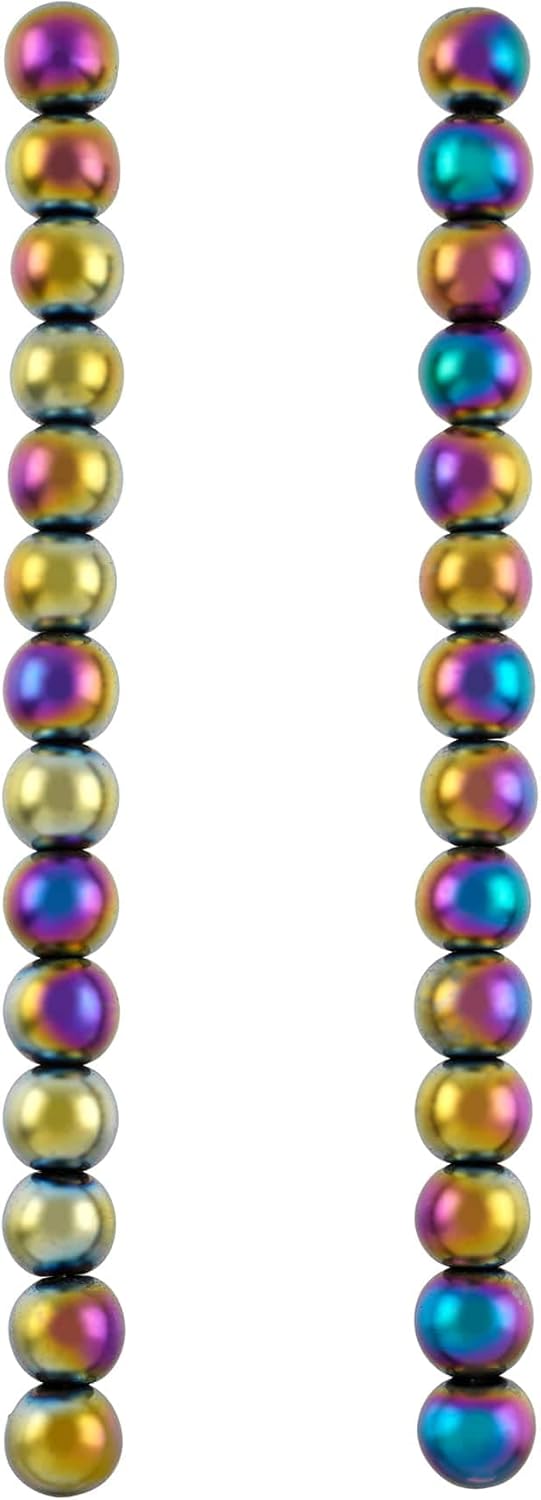 Bead Landing Rainbow Reconstituted Hematite Round Beads, 12 Pack