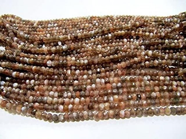 Chocolate Moonstone Rondelle Faceted Beads 4mm Size Approx 13 inch lot of 10 Strands CHIK-STRD-96027