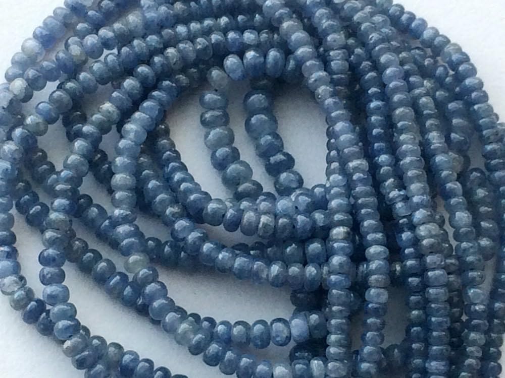 3-5mm Blue Sapphire Beads Plain Rondelle Beads, Blue Sapphire Beads, Sapphire For Necklace, Burma Sapphire Beads (8IN T0 16IN)-PGA2199