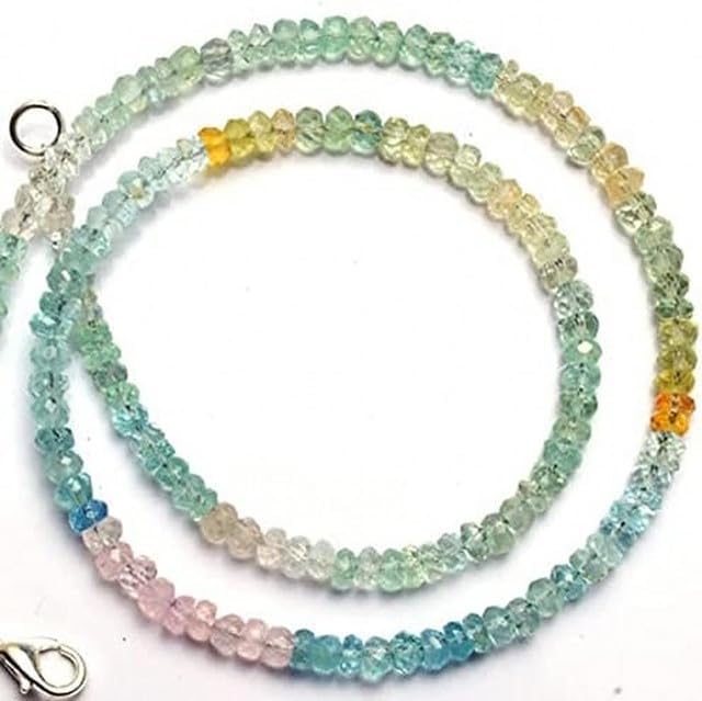 Hand_Crafted Natural Multicolor Aquamarine Facet Rondelle Beads 30 Inch Full 4MM Approx. YO-NECK-22055