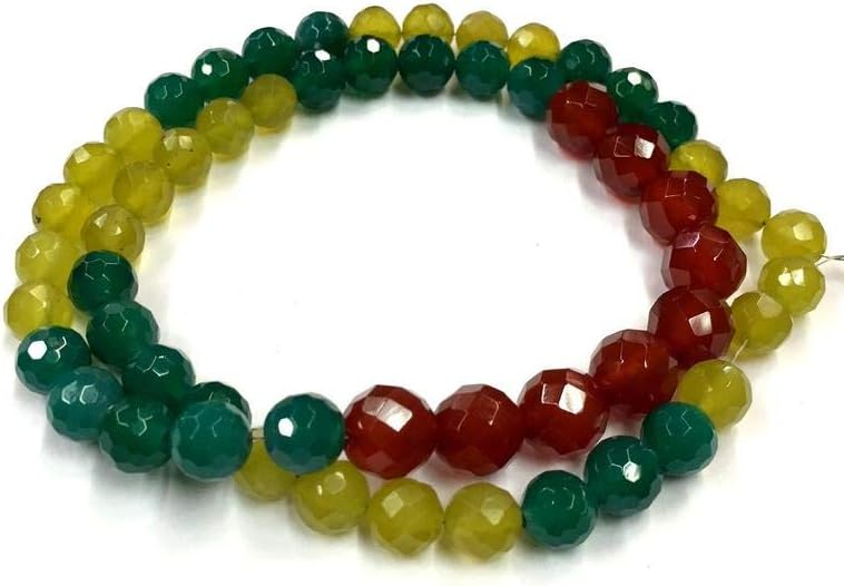 GEMZ 16 inch Strand of Natural Multi Gemstone Round Shape Faceted Cut Multi Color Color Beads for DIY Jewelry Making- Earring Necklace Bracelet.