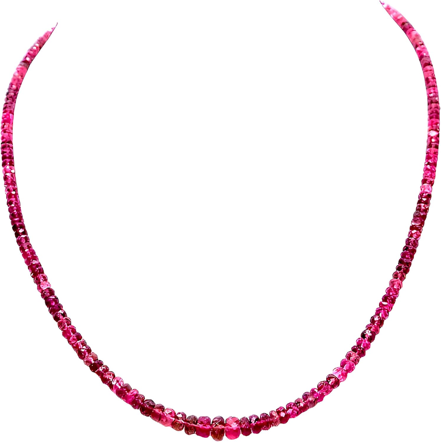 Natural Pink Tourmaline Faceted Rondelle Beaded Necklace 3-4mm | Handmade Pink Gemstone Jewelry | Elegant Pink Beaded Necklace for Women | October Birthstone Gift | Dainty Tourmaline Necklace