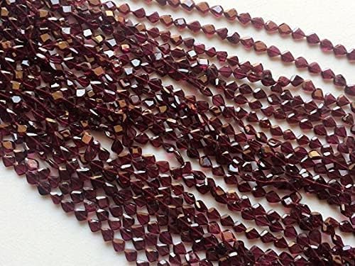 ZOYLA 5 Strands Garnet Beads, Natural Garnet Faceted Fancy Pear Beads, Straight Drill Garnet Necklace, 6mm 13 inch
