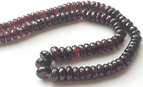 Garnet Beads, Natural Garnet Faceted Rondlle Beads, Garnet Necklace, 5-10mm, 8 Inch, 56 Pcs
