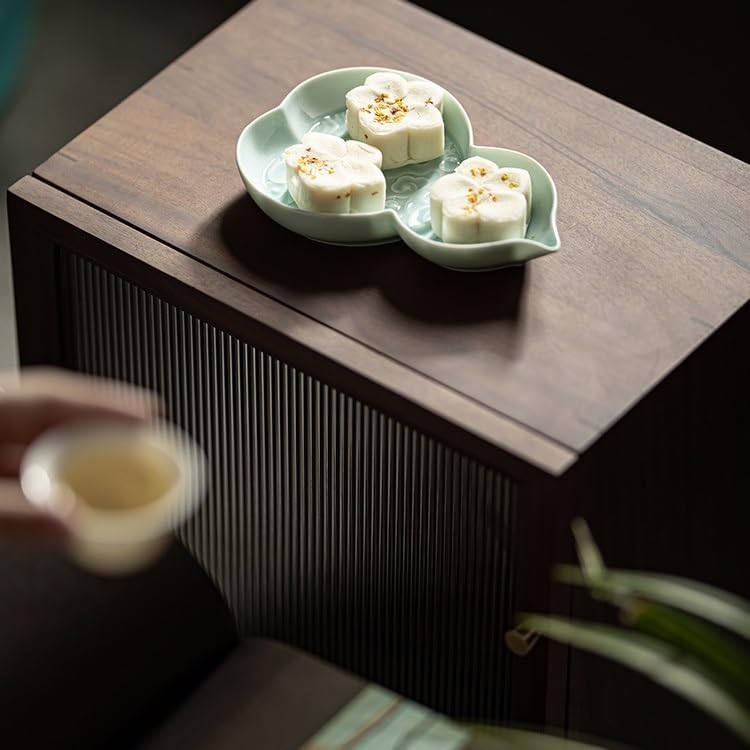 Foodtray Ceramic Tea Tray Red Cake Light Luxury Home Fruit Chinese Style Pot Holder Dry Brewing Table Dining Serving(D)