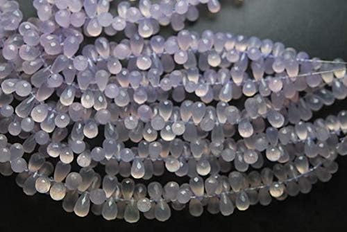 20 pieces, rose pink lavender chalcedony tear drops briolettes, size 9-10mm