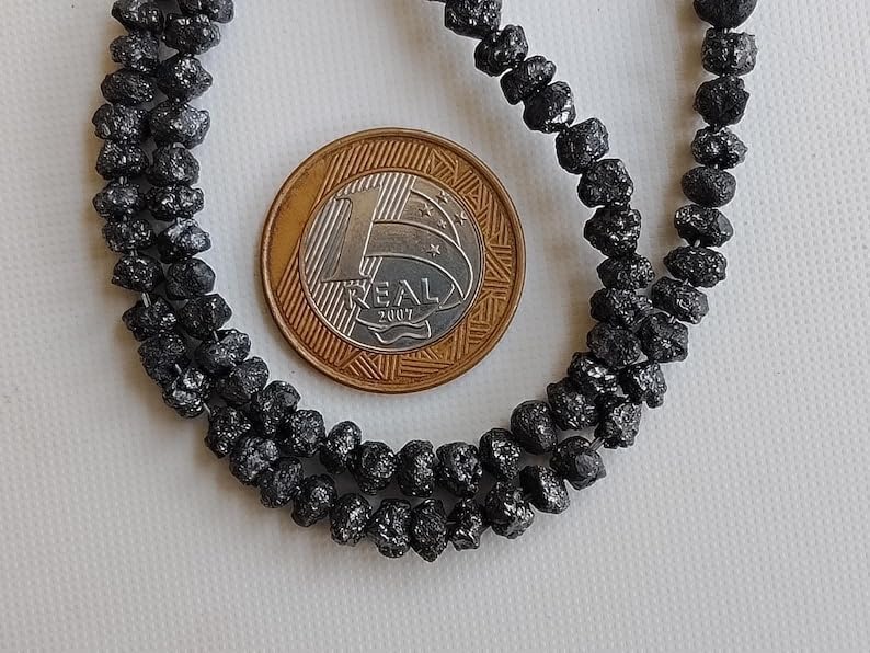4-5mm Black Rough Diamond Beads, 0.5mm Hole Drilled Black Diamond, Loose Diamond, Conflict Free Black Diamonds For Jewelry (5Pcs To 20Pcs), 4-5 MM