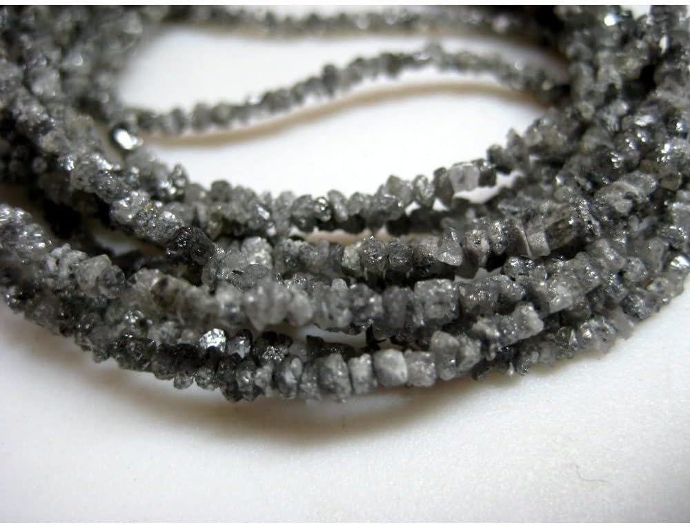 2-3mm Gray Rough Diamonds, Sparkling Gray Rough Diamond Beads, Raw Uncut Diamond Beads, Gray Rough Diamond (4IN To 16IN Options), 2-3 MM