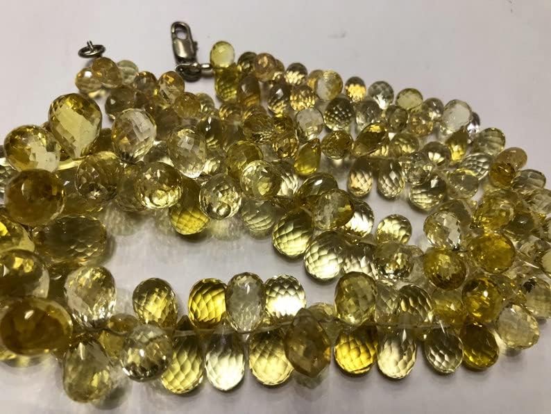 Natural Lemon Quartz Family Teardrop Faceted Beads 6-9 MM 18 inch Long String Jewelry Making Gemstone Beads for Necklace Bracelet