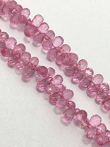 Pink Topaz Faceted Drops Beads, 6mm to 7mm, 8 inches, Drops Beads, Topaz Beads, Pink Beads, Gemstone Beads