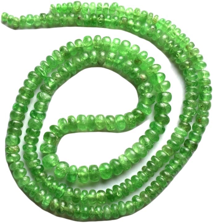 13 inch Strand of Natural gem Green Garnet Tsavorite, 3-5mm rondelle Smooth Beads for DIY Jewelry Making. | Beads_04227