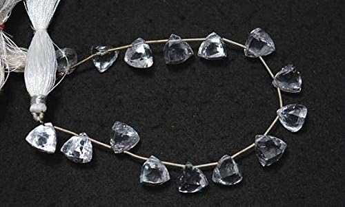 13 inch Natural Beads Strand of 11mm Faceted Trillion Crystal Quartz Gemstone briolletes Beads for DIY Jewelry - Necklace, Bracelet, Earring, Ring.