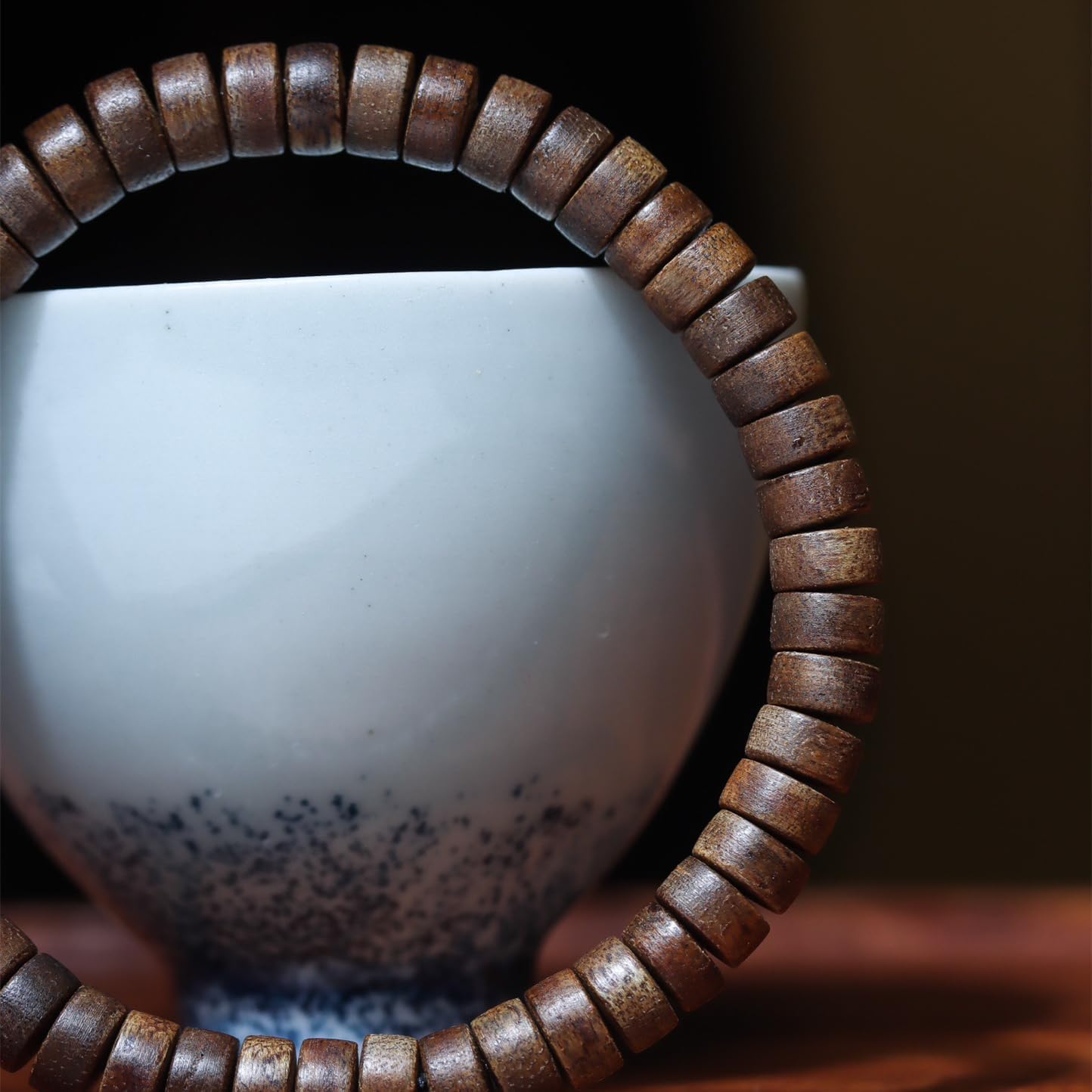 Vietnam Nha Trang White Agarwood Abalone Beads, 7mm Single Strand, Delicate Honey Aroma with Cooling Notes