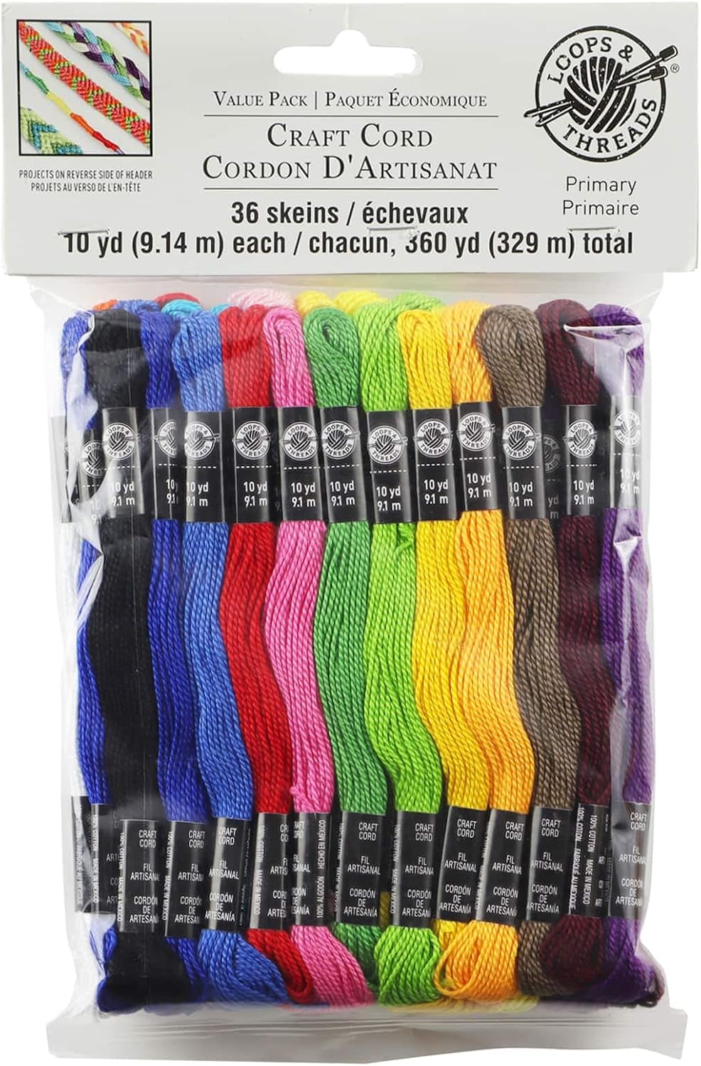 Loops & Threads Primary Craft Cord, 12 Packs: 36 ct. (432 Total)