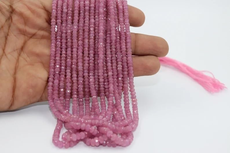 Pink Sapphire Faceted Rondelle Beads 4-5 mm Pink Beads Natural Pink Sapphire Beads Wholesale Beads for Making Jewelry