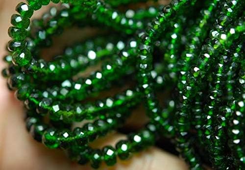 14 inch Strand Natural Chrome Diopside 4-3.5 mm rondelle Faceted Beads - Jewelry - gems Quality Strand, 14 inches Strand, AAA Super Rare Chrome Diopside Faceted rondelles Large Size 4-3.5mm
