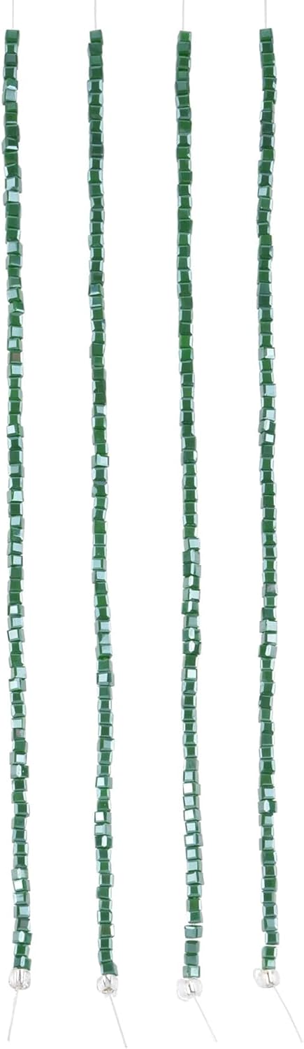 Bead Landing Green Cube Glass Beads (2.2mm–2.5mm) – Cube-Shaped Beads for Jewelry Making, Bracelets, Necklaces & DIY Crafts, 12 Pack