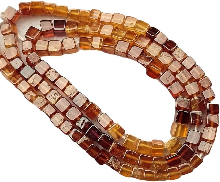 13 inch Strand of Natural gem Hessonite Garnet, 3-4mm Box Smooth Beads for DIY Jewelry Making. | Beads_04707