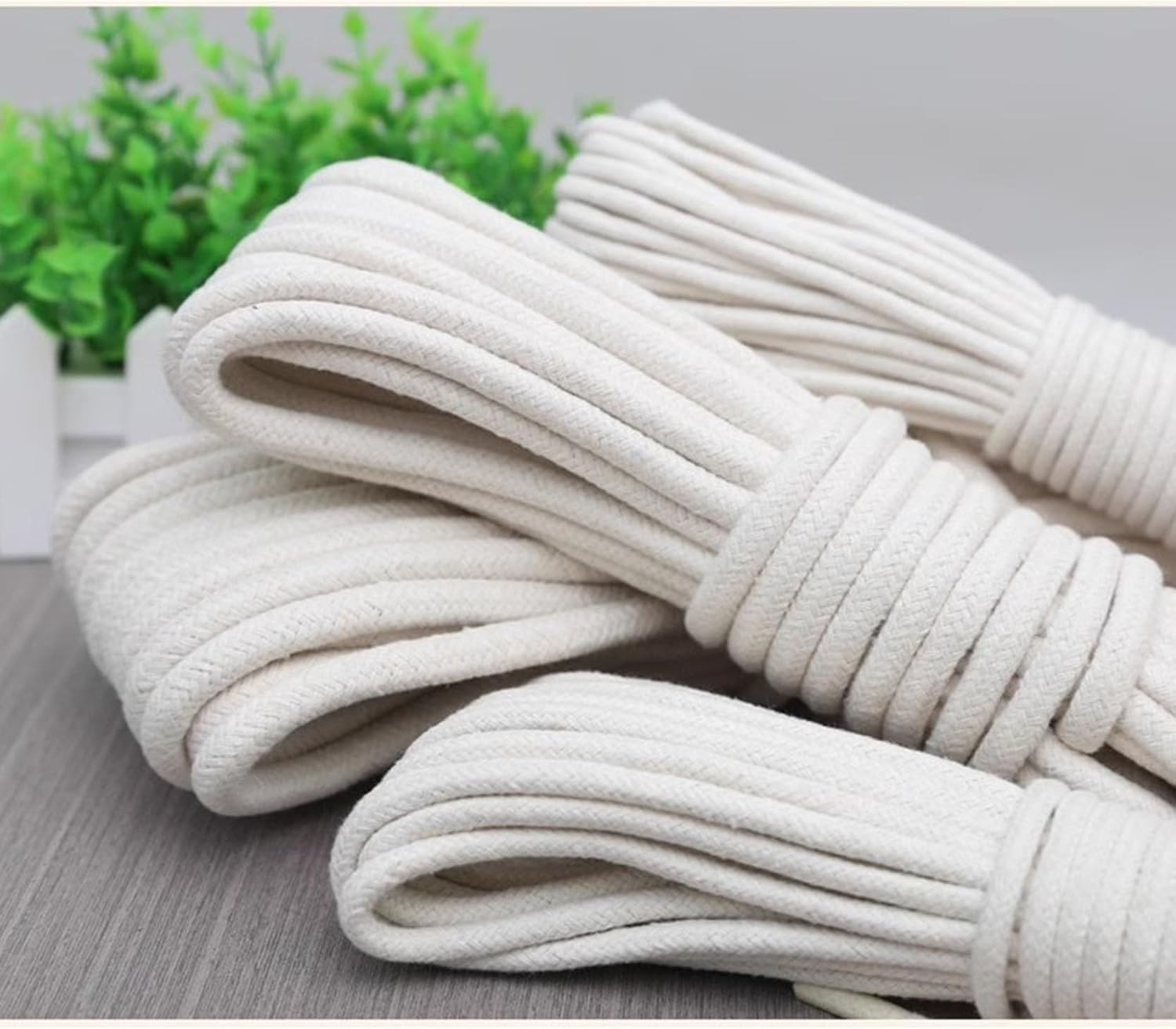 Cotton String Ball, Elastic cord, thread beading string,Macrame Rope 100m Thick Cotton Rope 4/6/8/10mm,Core-Spun Macrame Cord Soft Durable,Multipurpose Macrame Cotton Cord for DIY Crafts,Gardening,Bun