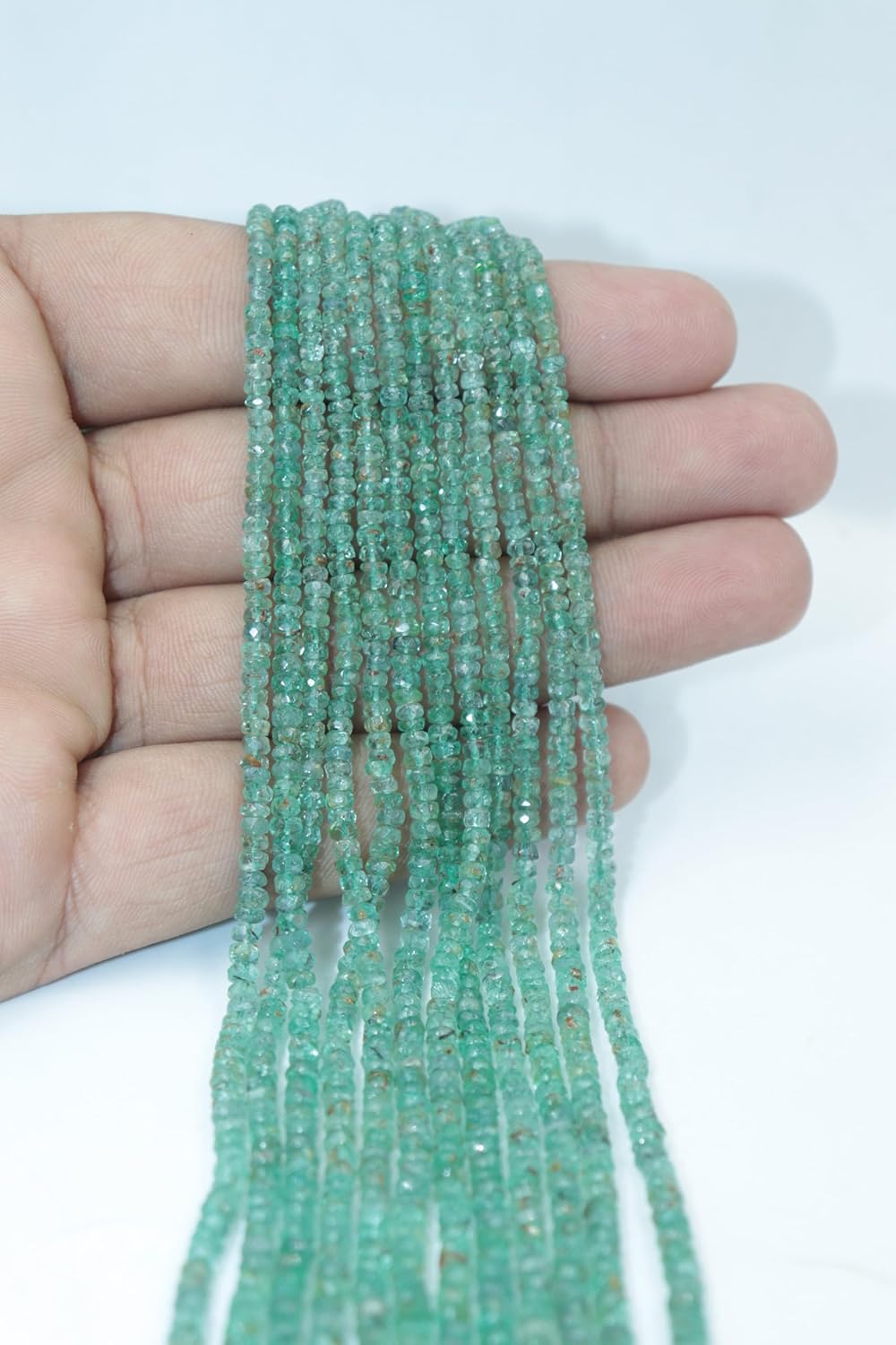 Natural Russian AAA+ Emerald Faceted Rondelle Beads, 3-4mm Green Semi-Precious Gemstones for Jewelry Making, Minimalist Design