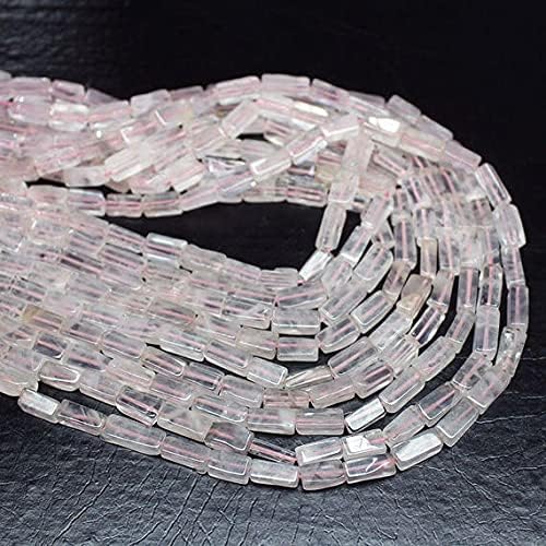 Beads Gemstone 5 Strand Rose Quartz Smooth Rectangle Chiclet Gemstone Loose Craft Beads 14 Inch Long 8mm 12mm Code-HIGH-25585