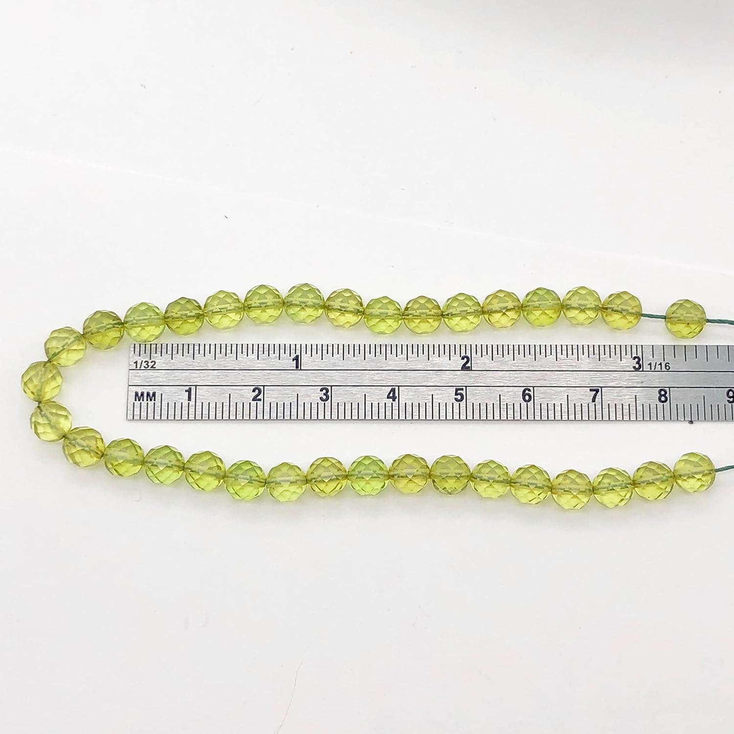 Amber Faceted Round Bead Strand | 6mm | Green | 68 Bead(s) for Jewelry Making