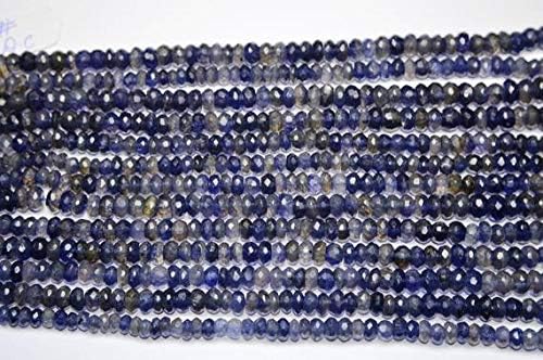 3 x 9 Inch Strand 6-7mm AA Untreated Natural Deep Water Sapphire Iolite Faceted Rondelle Beads Strand Code-HIGH-59093