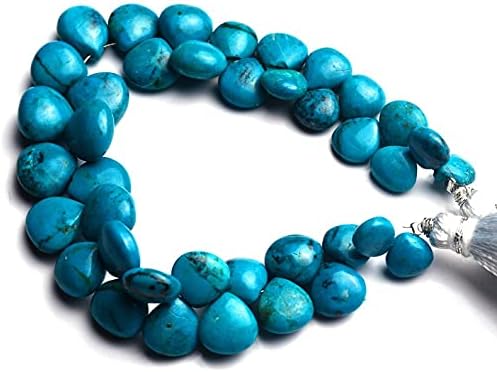 8 inch Strand of Natural Chrysocolla 7-11 mm Heart Smooth briolette Beads for DIY Jewelry Making. |BRIO_02222