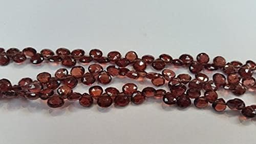 Beads Gemstone Mozambique Garnet Faceted Heart Shape Briolette 5x5mm, Strand of 9 Inch, Brown Color Code-HIGH-50878