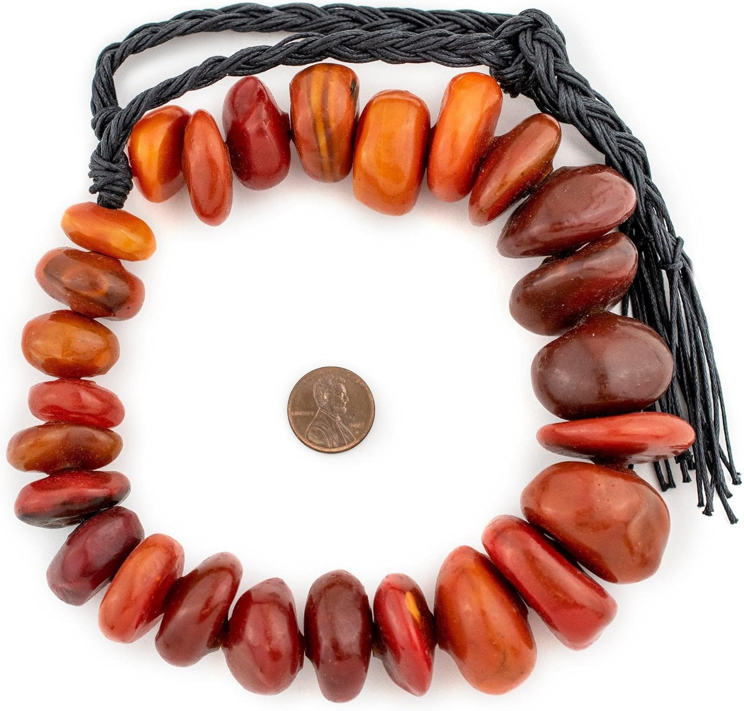 The Bead Chest Butterscotch Moroccan Amber Resin Chunk Beads 20-32mm Morocco African Orange Disk Large Hole 14 Inch Strand Handmade
