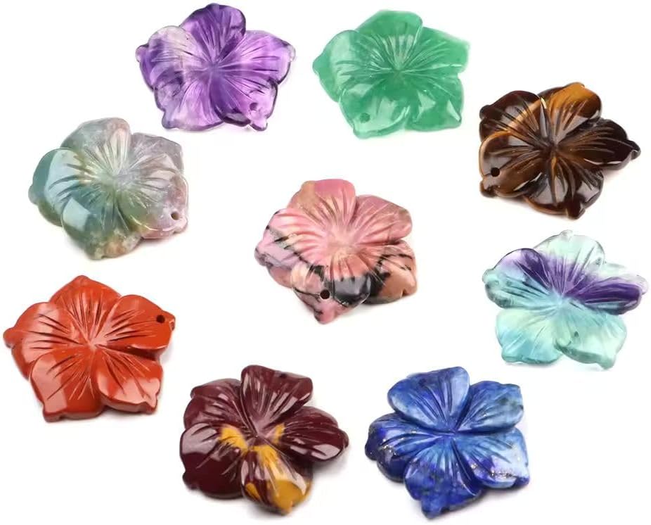 28mm Hand-Carved Peach Blossom Pendant | Natural Crystal Gemstone Bead | Feng Shui & Decorative Craft