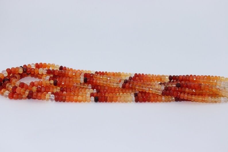 Excellent Mexican Fire Opal Faceted Rondelle Beads 6 mm Dark Color Mexican Fire Opal Rondelle Beads Opal Beads Strand