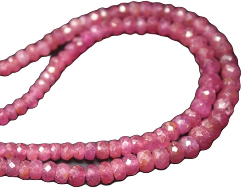 13 inch Strand of Natural gem Pink Sapphire, 4-5mm rondelle Faceted Beads for DIY Jewelry Making. | Beads_06385