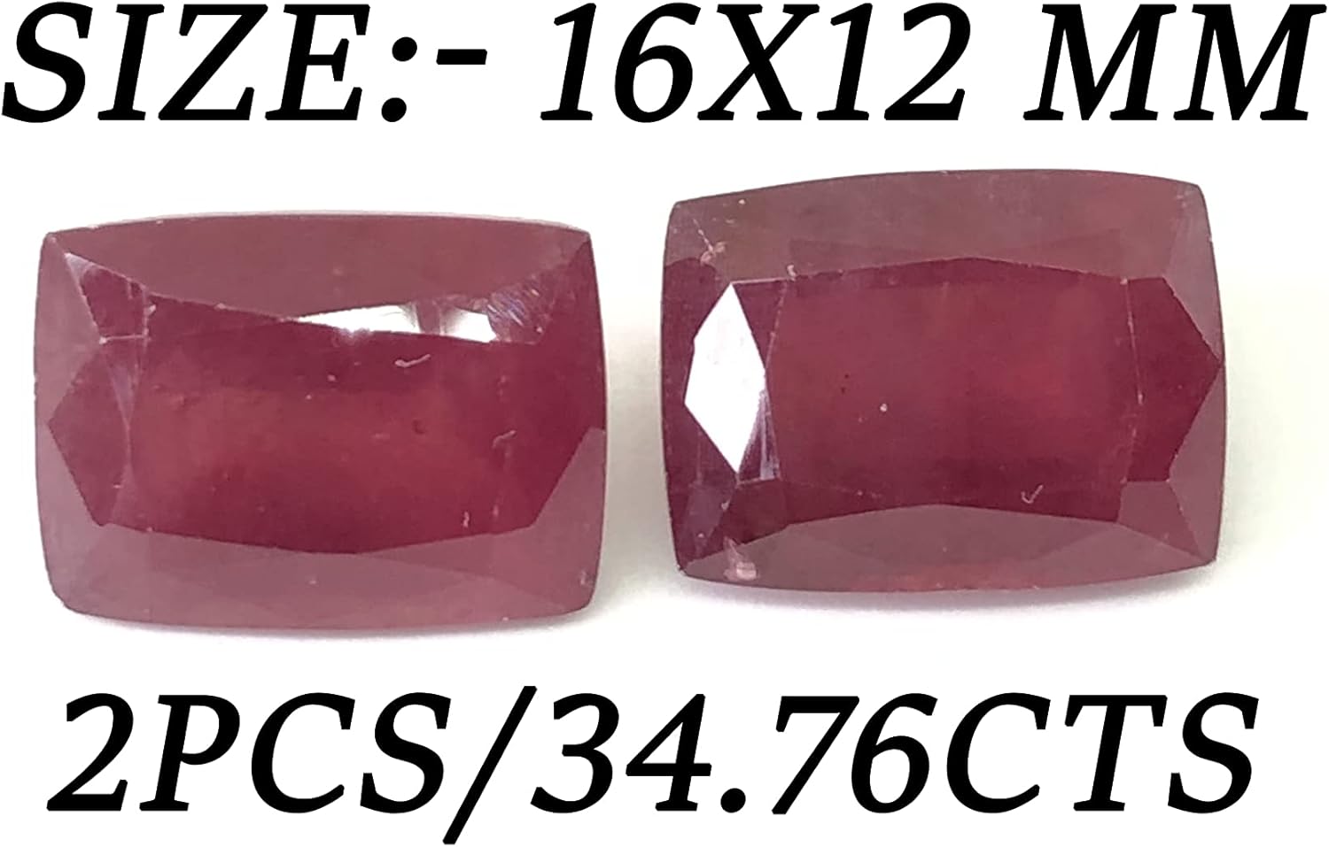 34.76 Ct Pair Ruby Cushion Shape Size 16x12 mm Cut Faceted Attractive High Quality Fine Loose Gemstone Best For Making Earring Jewelry