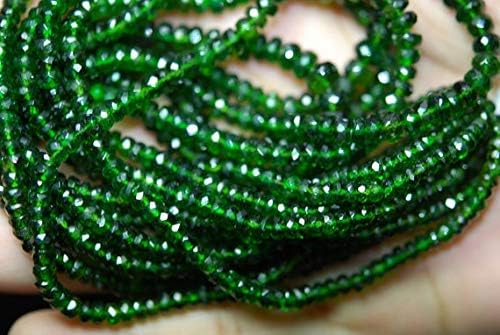 8 inch strand natural chrome diopside 3.5-5 mm rondelle faceted beads - jewelry - gems strand,8 inches strand, super rare chrome diopside faceted rondelles large size 5-3.5mm